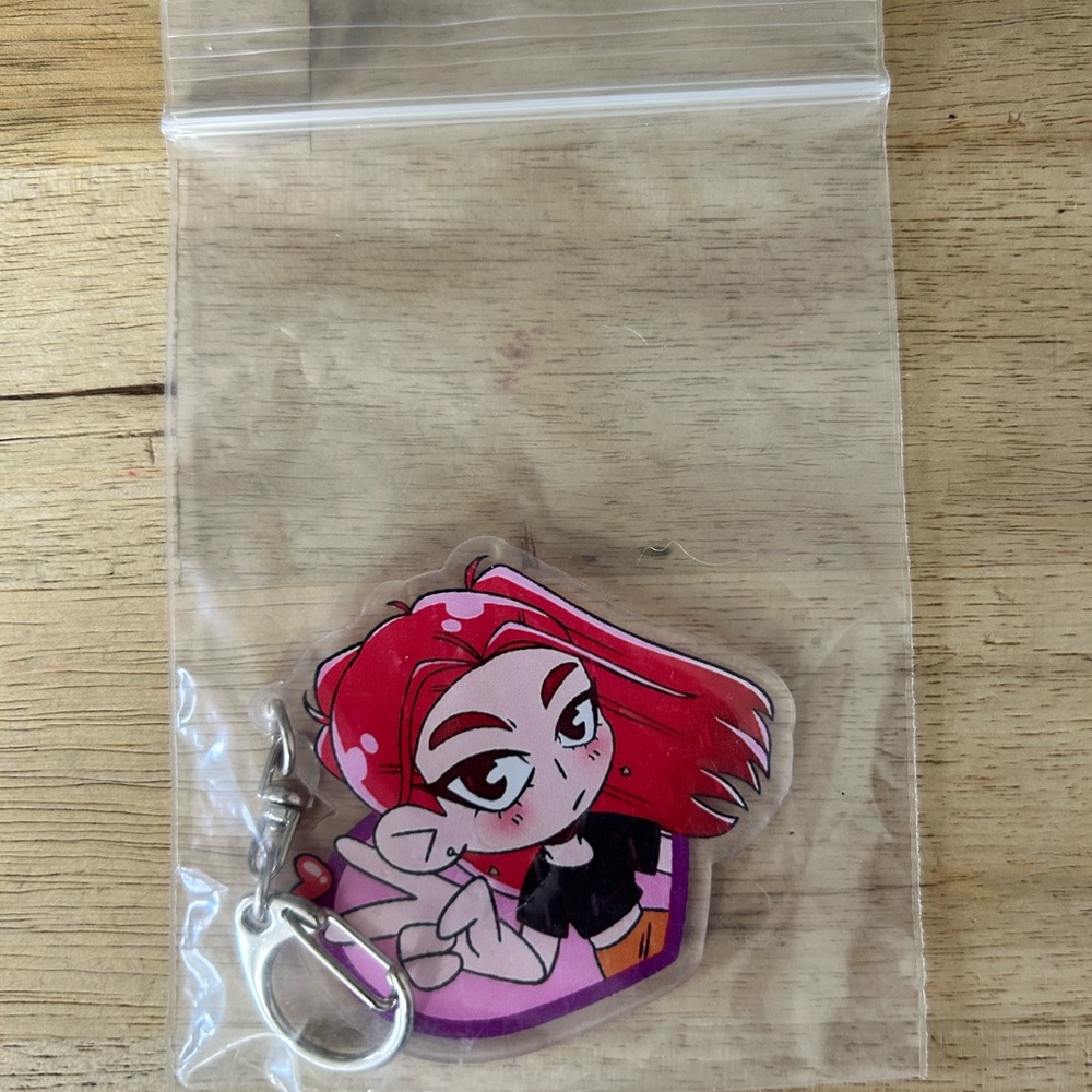 K-Pop Red-Haired Anime Girl Acrylic Keychain